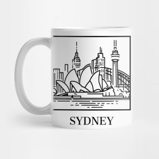 sydney line art illustration white background Mug